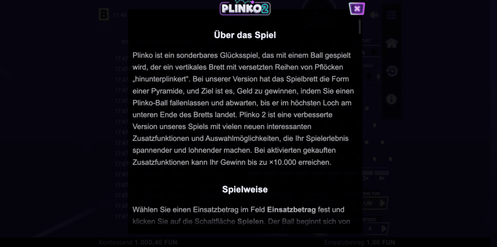 RTP und Volatilität Plinko 2