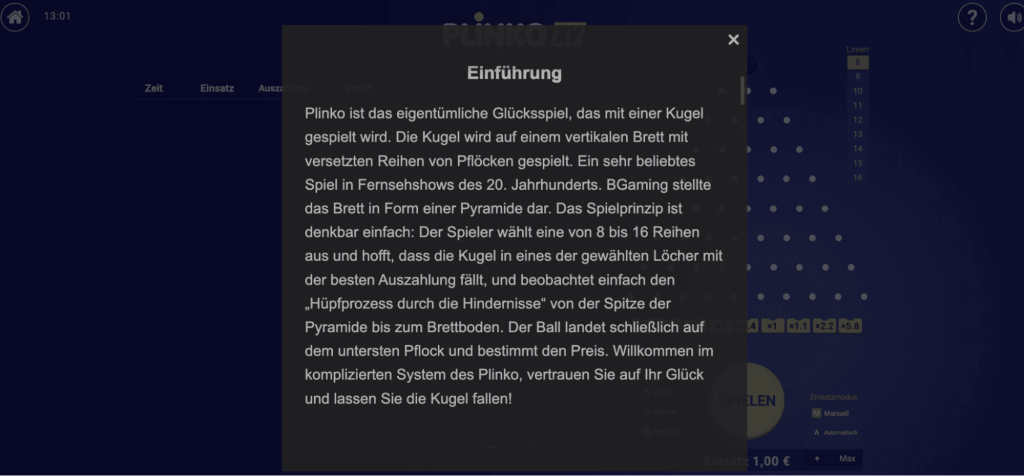 RTP und Volatilität Plinko XY
