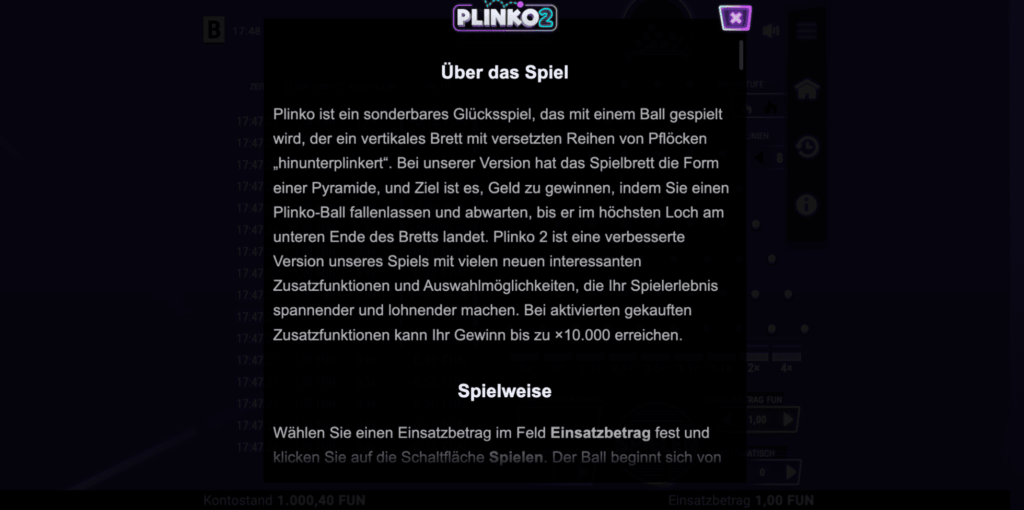 RTP und Volatilität Plinko 2