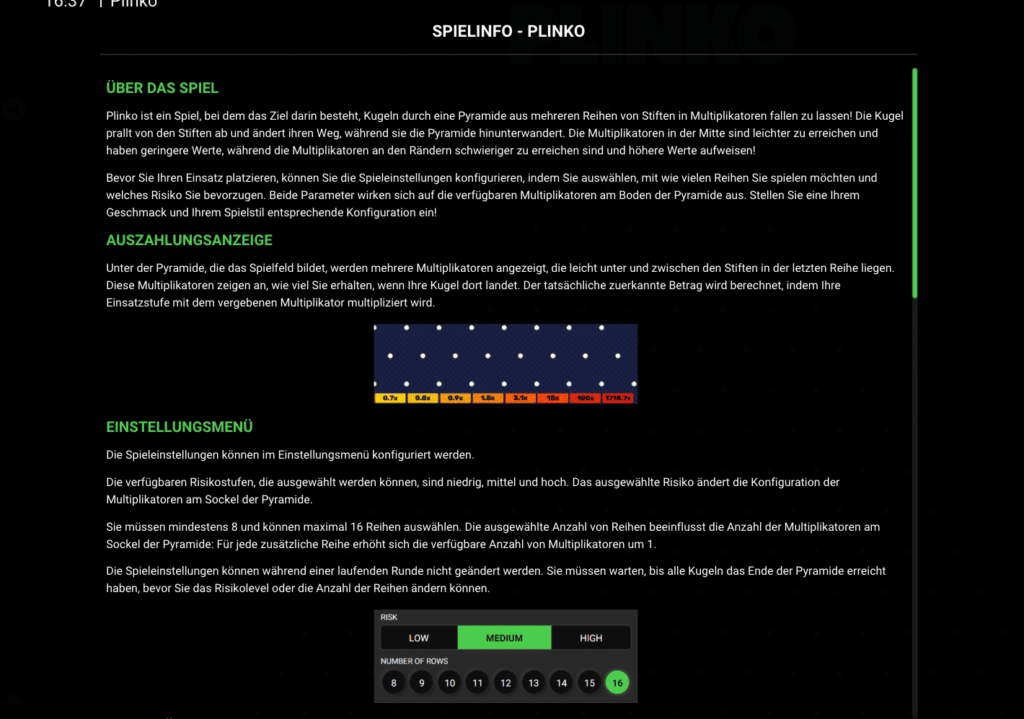 RTP und Volatilität Plinko Dare2Win